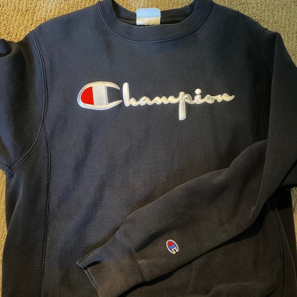 Champion Reverse Weave Navy Blue Unisex Sweatshirt Crewneck - Picture 1 of 3